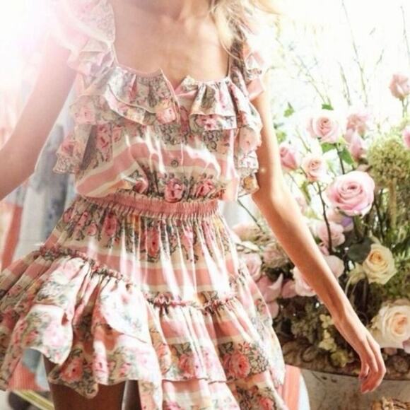 LoveShackFancy Dresses & Skirts - LOVESHACKFANCY Pink Mini Dress Coquette Marina Dress Ribbon Feminine Romantic M